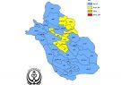 نقشه ۱۰ شهرستان فارس به رنگ زرد کرونایی
