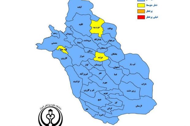 وضعیت زرد کرونایی در ۳ شهرستان فارس